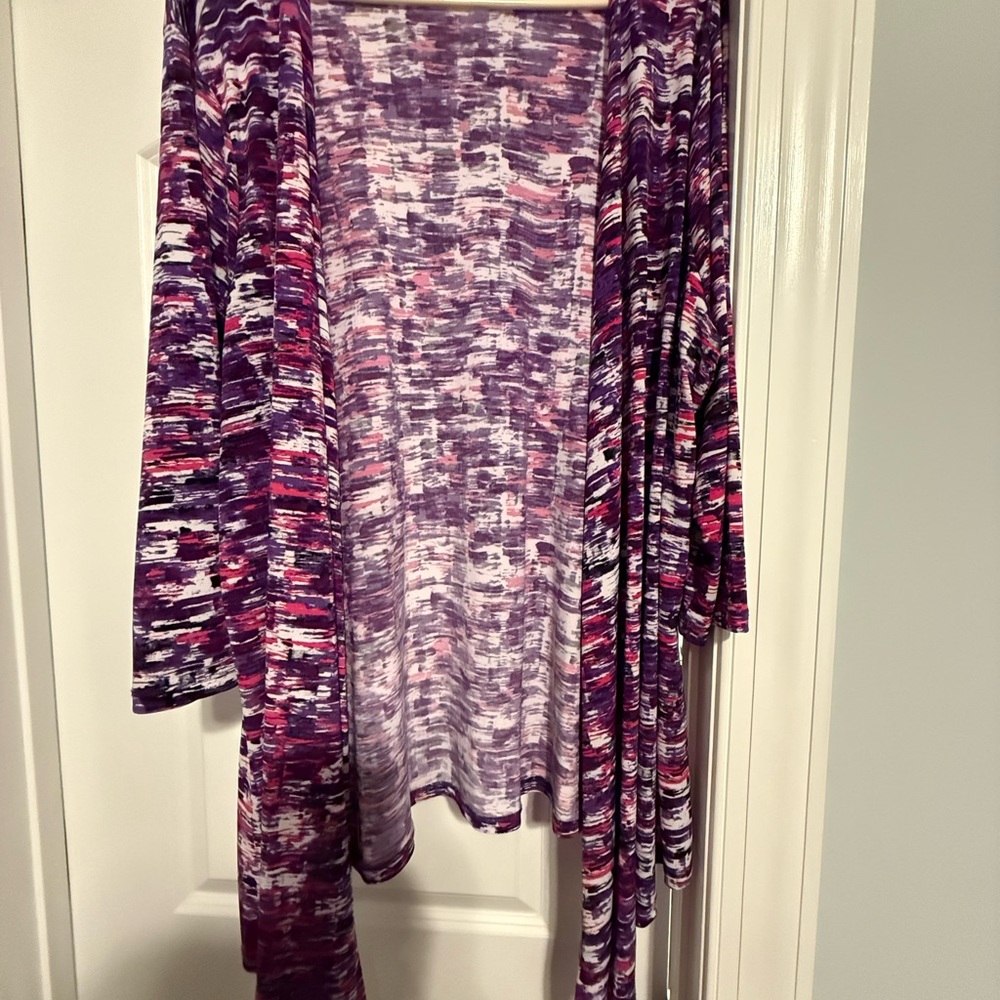 CJ Banks Purple and Pink Patterned Cardigan